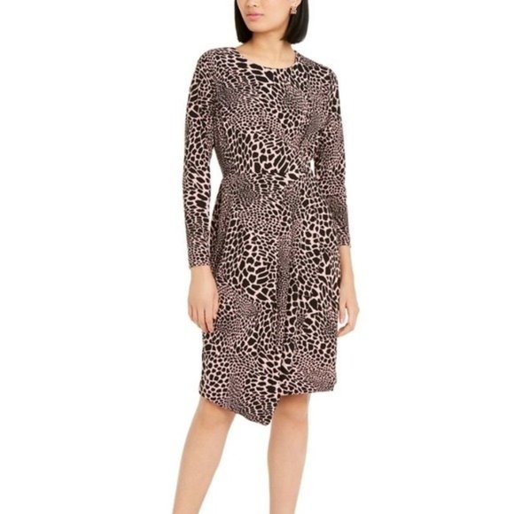 ALFANI Leopard Print Faux Wrap Dress Medium NWT - Picture 1 of 5